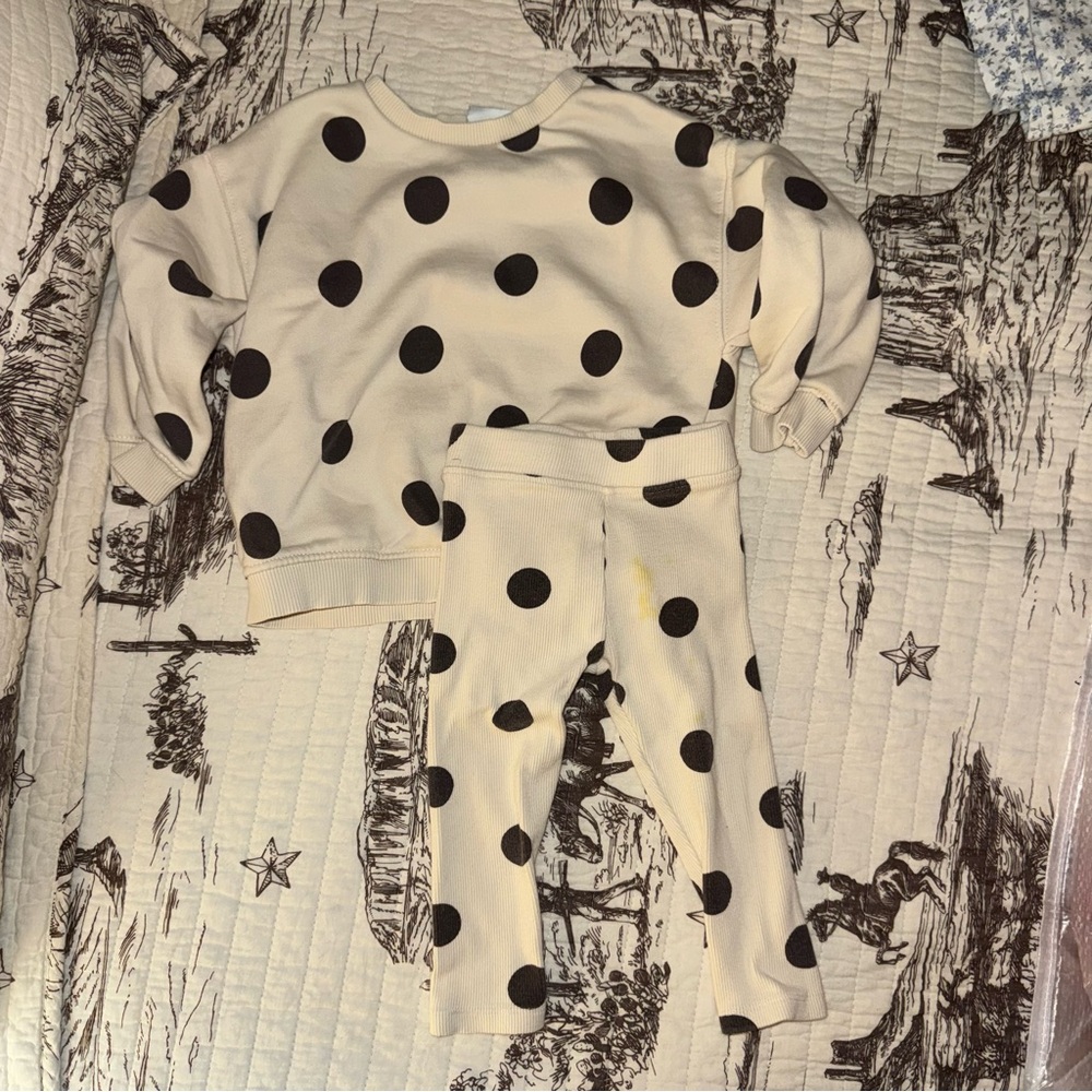 Zara Cream and brown Polka Dot Matching Set